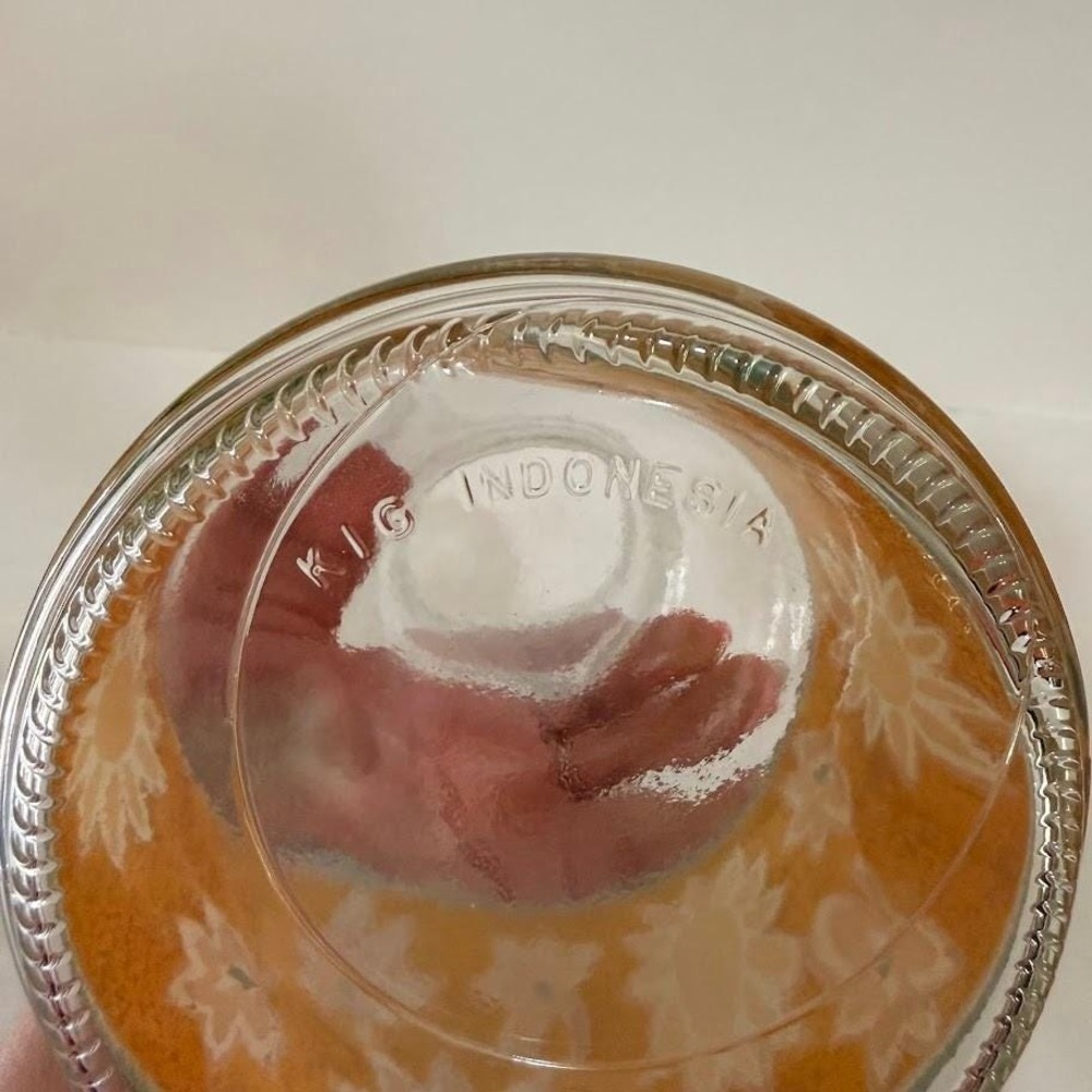 Vintage KIG Glass Carafe Sunflower Floral Orange Retro Juice Pitcher Mid Century - Picture 3 of 10